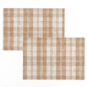 Rustic French Linen Woven Plaid Ivory Beige