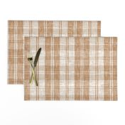 Rustic French Linen Woven Plaid Ivory Beige