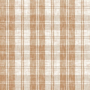 Rustic French Linen Woven Plaid Ivory Beige