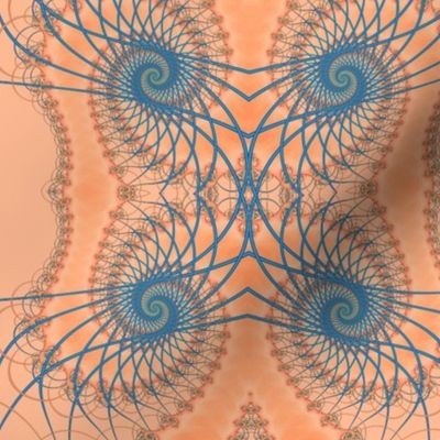 Netted Fractal Tentacles in Coral and Blue