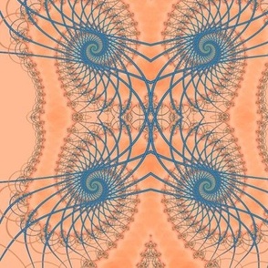 Netted Fractal Tentacles in Coral and Blue