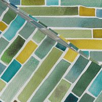 Watercolour Stripes in Green – 7/8 inch width