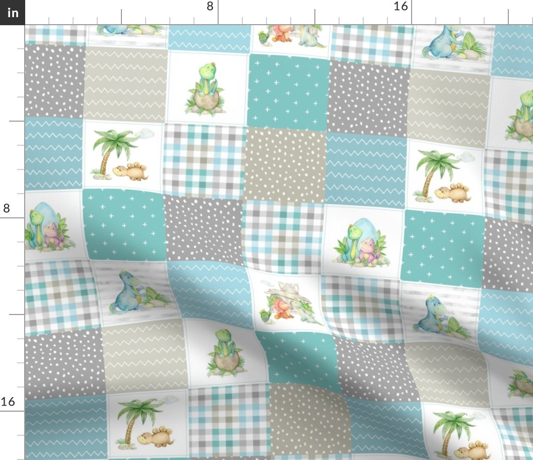 3" BLOCKS- Dinosaur Friends Quilt – Kids Patchwork Fabric