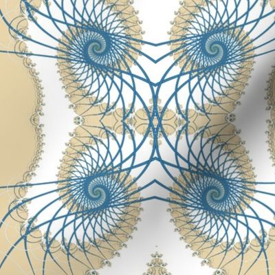 Netted Fractal Tentacles in Beige White and Blue