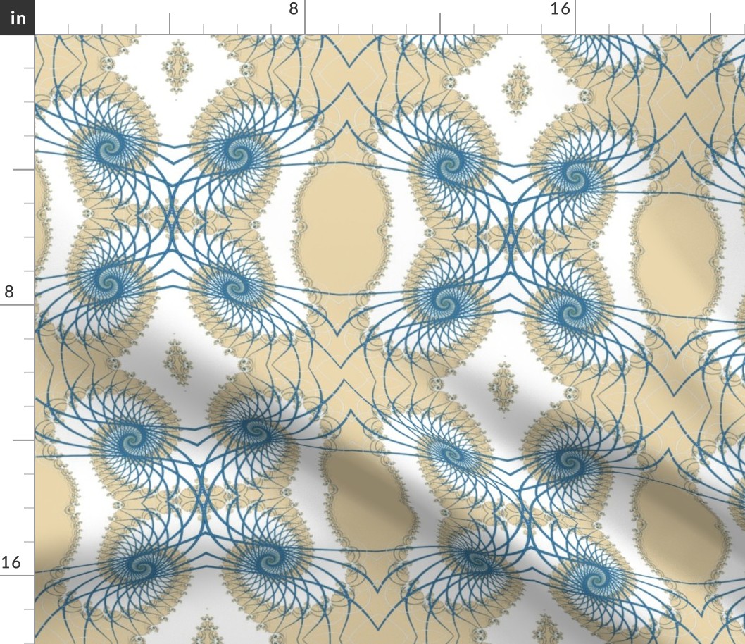 Netted Fractal Tentacles in Beige White and Blue