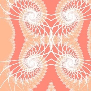 Netted Fractal Tentacles in Coral Pinks and White