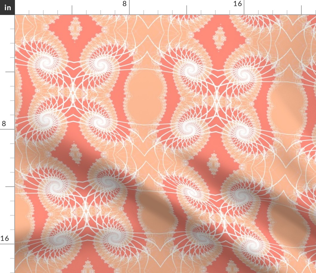 Netted Fractal Tentacles in Coral Pinks and White