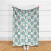 3" BLOCKS- Dinosaur Friends Quilt – Kids Patchwork Fabric, ROTATED