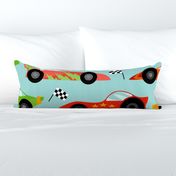 Extra Large Side View Race Cars on Blue for sheets and curtains
