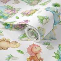 Dinosaur Friends – Kids Fabric, 8" repeat