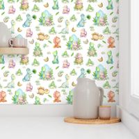 Dinosaur Friends – Kids Fabric, 8" repeat