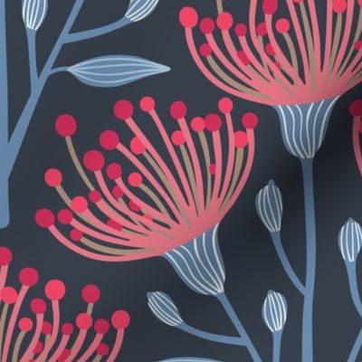 Australian Eucalyptus Navy Blue Deep Red Pink Light Blue-LARGE Scale-WHITE Added-Special Request