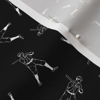 Illustrated Baseball Player Print on Black (Small Size Print)