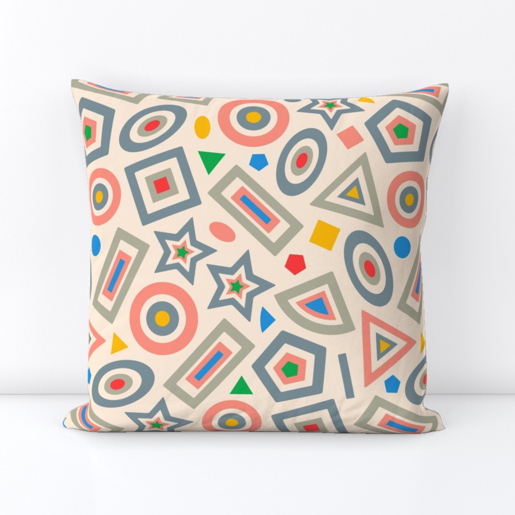 Shapes Sizes Colours Postmodern Geometric Abstract for Kids Children Education Learning in Bright Primary Colours and Neutrals - LARGE Scale - UnBlink Studio by Jackie Tahara