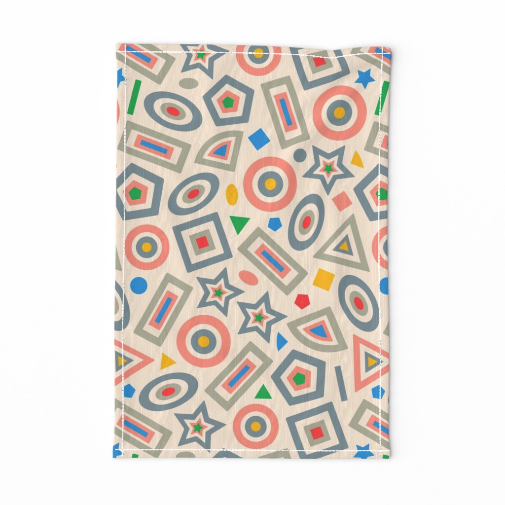 Shapes Sizes Colours Postmodern Geometric Abstract for Kids Children Education Learning in Bright Primary Colours and Neutrals - LARGE Scale - UnBlink Studio by Jackie Tahara