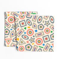 Shapes Sizes Colours Postmodern Geometric Abstract for Kids Children Education Learning in Bright Primary Colours and Neutrals - LARGE Scale - UnBlink Studio by Jackie Tahara