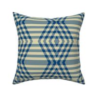 JP15 - Large - Buffalo Plaid Diamonds on Stripes in Steel Blue and Ecru