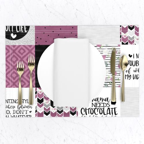 MomLife//Chocolate//Merlot - Wholecloth Cheater Quilt