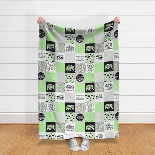 MomLife//Naps//Cactus//Green - Wholecloth Cheater Quilt 