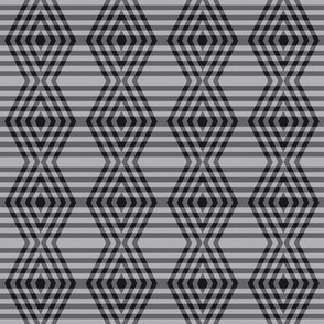 JP23 - Small - Buffalo Plaid Diamonds on Stripes in Charcoal and Light Grey