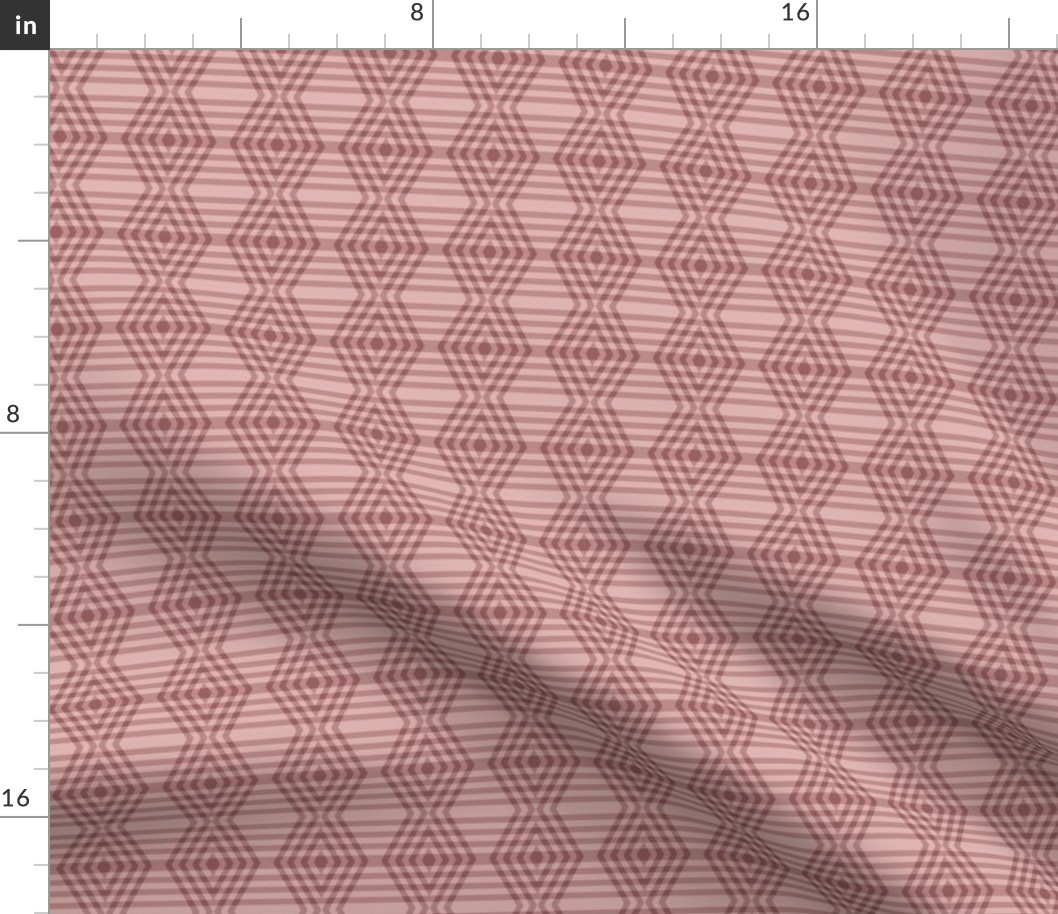 JP24  - Small  - Buffalo Plaid Diamonds on Stripes in Rusty Dusty Mauve