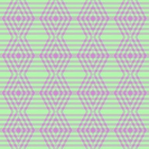 JP25  - Small  - Buffalo Plaid Diamonds on Stripes in  Lilac and Mint Green