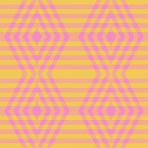 JP26  - Medium - Buffalo Plaid Diamonds on Stripes in Yellow and Pink
