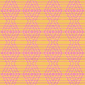 JP26  - Small - Buffalo Plaid Diamonds on Stripes in Yellow and Pink