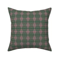 JP27 - Small  - Buffalo Plaid Diaonds on Stripes in Rustic Raspberry and Pine Green