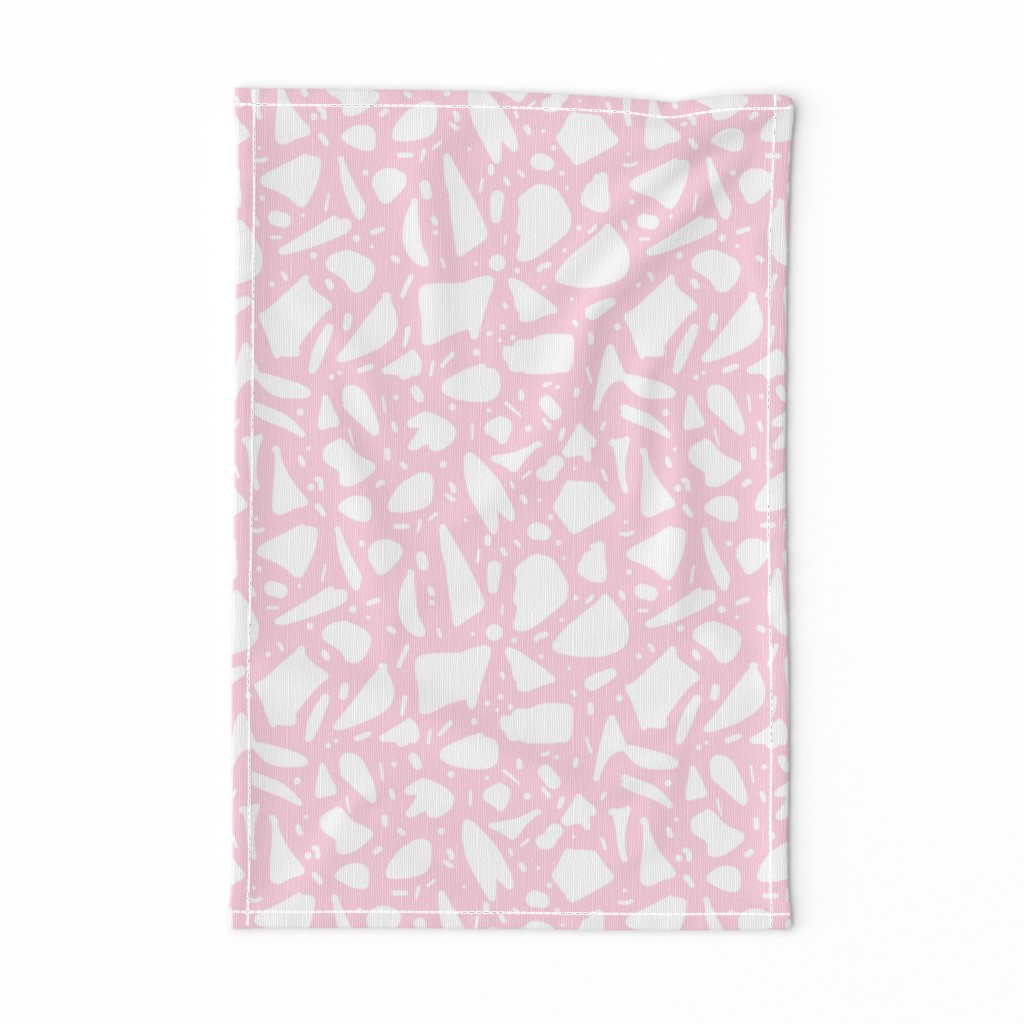 Abstract Italian Terrazzo Chic - white on strawberry pink