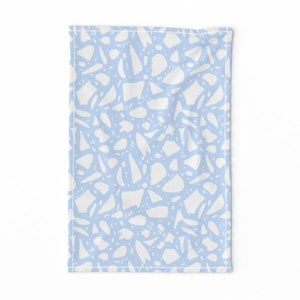 Abstract Italian Terrazzo Chic - white on sky blue