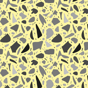 Abstract Italian Terrazo Chic - greyscale on lemon yellow