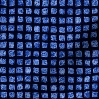 batik square grid - royal blue