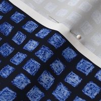 batik square grid - royal blue