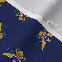 US Virgin Islands flag, 1.5" x2.5" rotated on navy blue