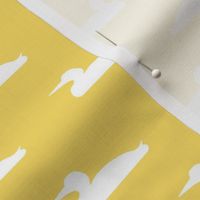 Small abstract loon silhouette - custom white on yellow 