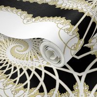 Netted Fractal Tentacles in White Black and Gold