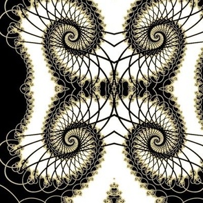 Netted Fractal Tentacles in Black White and Gold
