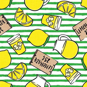 lemonade stand - lemons summer - green stripes - LAD20