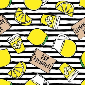 lemonade stand - lemons summer - black stripes - LAD20
