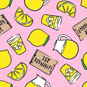 lemonade stand - lemons summer - pink - LAD20