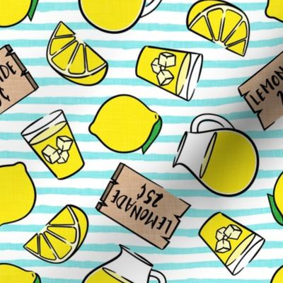 lemonade stand - lemons summer - blue stripes - LAD20