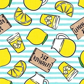 lemonade stand - lemons summer - blue stripes - LAD20