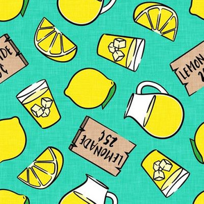 lemonade stand - lemons summer - teal - LAD20