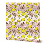 lemonade stand - lemons summer - pink stripes - LAD20