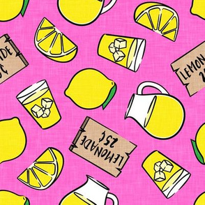 lemonade stand - lemons summer - hot pink - LAD20