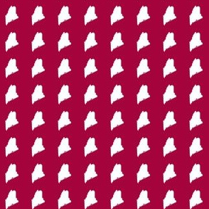 tiny Maine silhouette - 3/4" white on cranberry