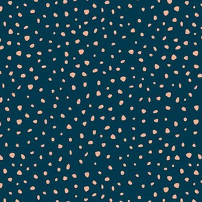 Little boho spots and speckles panther animal skin cheetah confetti abstract minimal dots navy blue peach SMALL