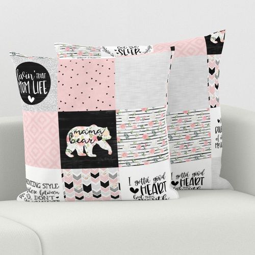 MomLife//Good Heart//Pink - Wholecloth Cheater Quilt