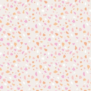 Minimal terrazzo texture abstract Scandinavian trend classic basic spots design multi color pink peach orange girls nursery